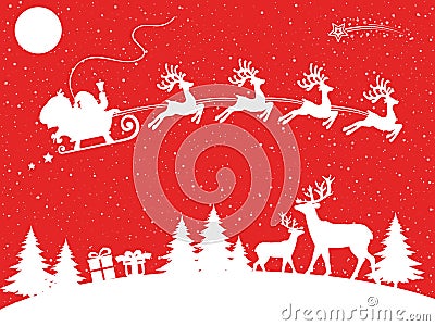 Santa Claus flyin on Christmas sleigh in the night - for stock Stock Photo